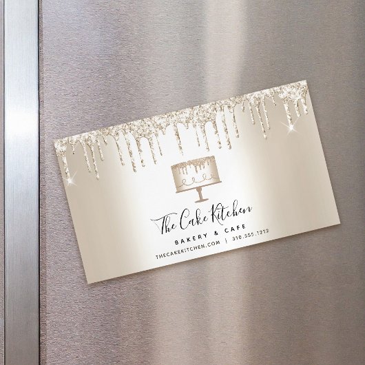 Gold Glitter Drift Cake Bakery Pastry Chef Dessert Magnetisch Visitekaartje