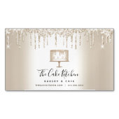 Gold Glitter Drift Cake Bakery Pastry Chef Dessert Magnetisch Visitekaartje (Voorkant)