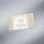 Gold Glitter Drift Cake Bakery Pastry Chef Dessert Magnetisch Visitekaartje (Voorbeeld)