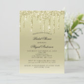 Gold Glitter Drift Glam Bridal Shower Uitnodiging (Staand voorkant)