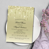 Gold Glitter Drift Glam Bridal Shower Uitnodiging