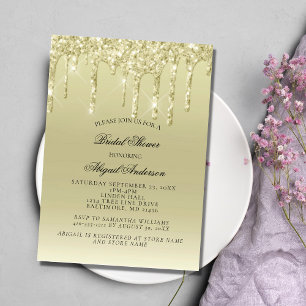 Gold Glitter Drift Glam Bridal Shower Uitnodiging
