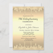 Gold Glitter Drift Gold Wedding Jubileum Kaart (Voorkant)