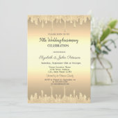 Gold Glitter Drift Gold Wedding Jubileum Kaart (Staand voorkant)