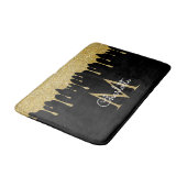 Gold Glitter Drift Monogram Elegant Girly Script Badmat (Gekanteld)