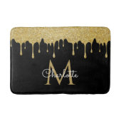 Gold Glitter Drift Monogram Elegant Girly Script Badmat (Voorkant)
