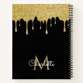 Gold Glitter Drift Monogram Elegant Girly Script Notitieboek (Achterkant)