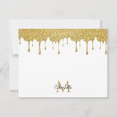 Gold Glitter Drift Monogram Elegant Girly Script Notitiekaartje (Voorkant)
