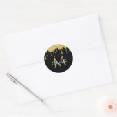 Gold Glitter Drift Monogram Elegant Girly Script Ronde Sticker (Envelop)