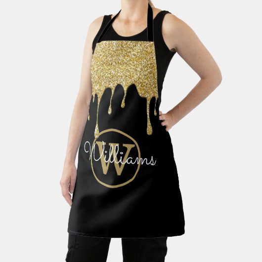 Gold Glitter Drift Monogram Script Black Schort (Insitu)