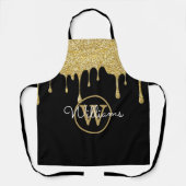 Gold Glitter Drift Monogram Script Black Schort (Voorkant)