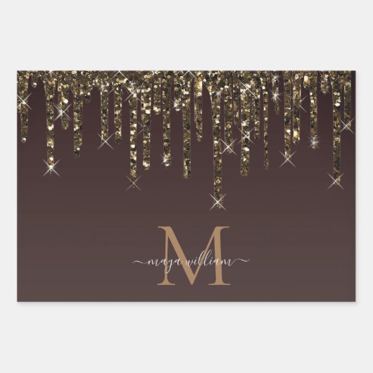 Gold Glitter Drift Personalized Monogram Teacher Inpakpapier Vel (Voorkant 2)