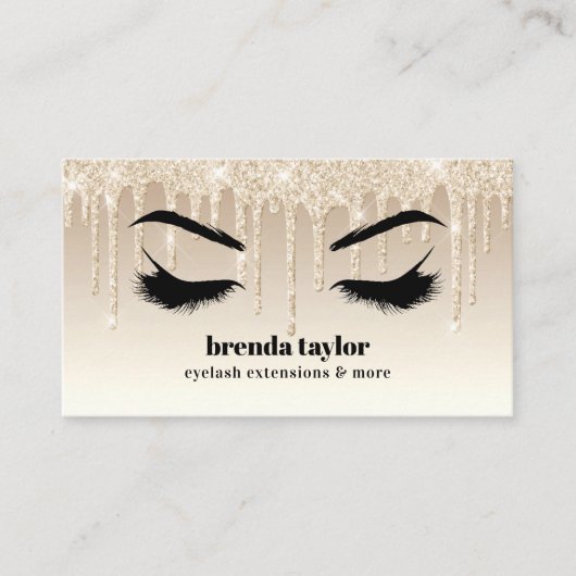 Gold Glitter Drift professionele Eyelash Browbar Visitekaartje (Voorkant)