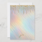 Gold Glitter Drift Rainbow Holographic Wedding Kaart (Achterkant)