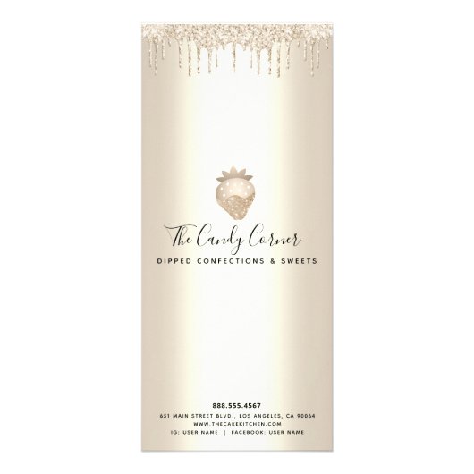 Gold Glitter Drift Strawberry Dessert Menu (Achterkant)
