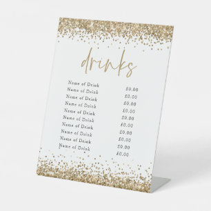 Gold Glitter Drink Names Prices Bar Pedestal Sign Reclamebord Met Voetstuk