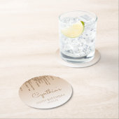 Gold Glitter Drip 60th Birthday Party Ronde Kartonnen Onderzetter (Insitu)