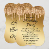 GOLD GLITTER DRIP ELEGANT BIRTHDAY INVITATION KAART (Voorkant / Achterkant)