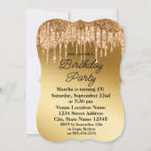 GOLD GLITTER DRIP ELEGANT BIRTHDAY INVITATION KAART (Voorkant)