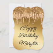 GOLD GLITTER DRIP ELEGANT BIRTHDAY INVITATION KAART (Achterkant)