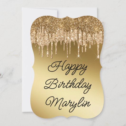 GOLD GLITTER DRIP ELEGANT BIRTHDAY INVITATION KAART (Achterkant)