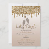 Gold Glitter Drip Glam Brunch Verloving Shower Kaart (Voorkant)