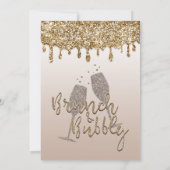 Gold Glitter Drip Glam Brunch Verloving Shower Kaart (Achterkant)