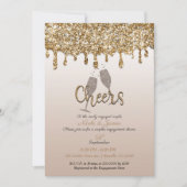 Gold Glitter Drip Glam Bubble Verloving Shower Kaart (Voorkant)