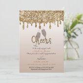Gold Glitter Drip Glam Bubble Verloving Shower Kaart (Staand voorkant)