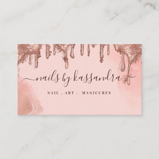 Gold Glitter Drip Glam Nail Art Manicure Salon Visitekaartje (Voorkant)