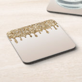 Gold Glitter Drip Ince Sparkle Bier Onderzetter (Linkerzijde)