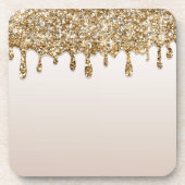 Gold Glitter Drip Ince Sparkle Bier Onderzetter (Voorkant)