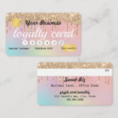 Gold Glitter Drip Ombre Loyalty Visitekaartje (Voorkant / Achterkant)