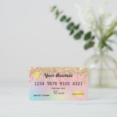 Gold Glitter Drip Ombre Pink Credit Visitekaartje (Staand voorkant)