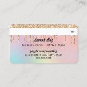 Gold Glitter Drip Ombre Pink Credit Visitekaartje (Achterkant)