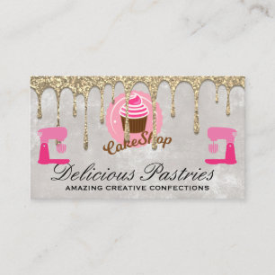 Gold Glitter Drip   Pastegebak Visitekaartje