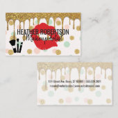 Gold Glitter Drip | Red Kiss | Polka Dots Visitekaartje (Voorkant / Achterkant)