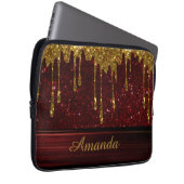 Gold Glitter Drip Red Sparkle Electronics Bag Laptop Sleeve (Voorkant Rechts)