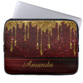 Gold Glitter Drip Red Sparkle Electronics Bag Laptop Sleeve (Voorkant)