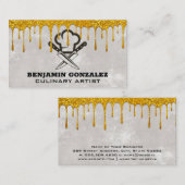Gold Glitter Dripping | Chef Pet messen Visitekaartje (Voorkant / Achterkant)