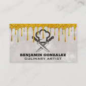 Gold Glitter Dripping | Chef Pet messen Visitekaartje (Voorkant)
