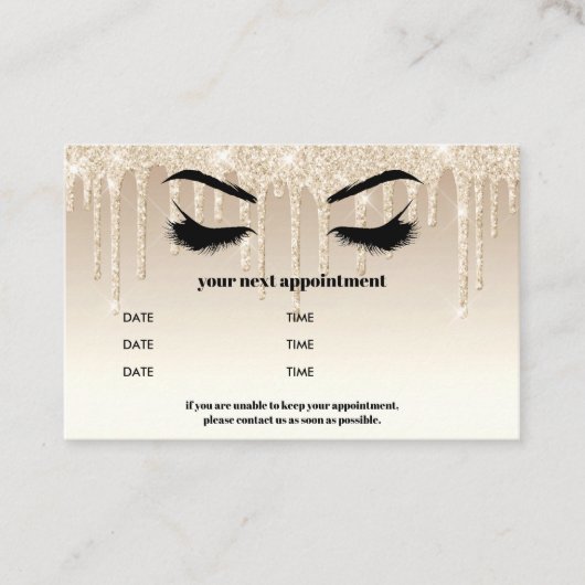 Gold Glitter Drippings Browbar Eyelash Luxury Visitekaartje (Voorkant)