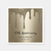 Gold Glitter Drips 50ste bruiloft Jubileum Servet (Voorkant)