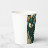 Gold Glitter Drips Balloons Green Sweet 16 Papieren Bekers (Rechts)