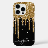 Gold Glitter Drips Black Glam Signature