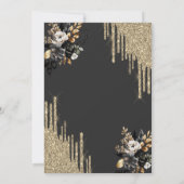 Gold Glitter Drips Black Roses Dark 40th Birthday Kaart (Achterkant)