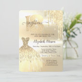 Gold Glitter Drips, Dress 18th Birthday Party Kaart (Staand voorkant)