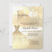 Gold Glitter Drips, Dress 18th Birthday Party Kaart (Voorkant)