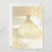 Gold Glitter Drips, Dress Sweet 16 Kaart (Achterkant)