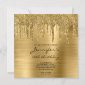 Gold Glitter Drips en Folie 60e verjaardag Kaart (Voorkant)